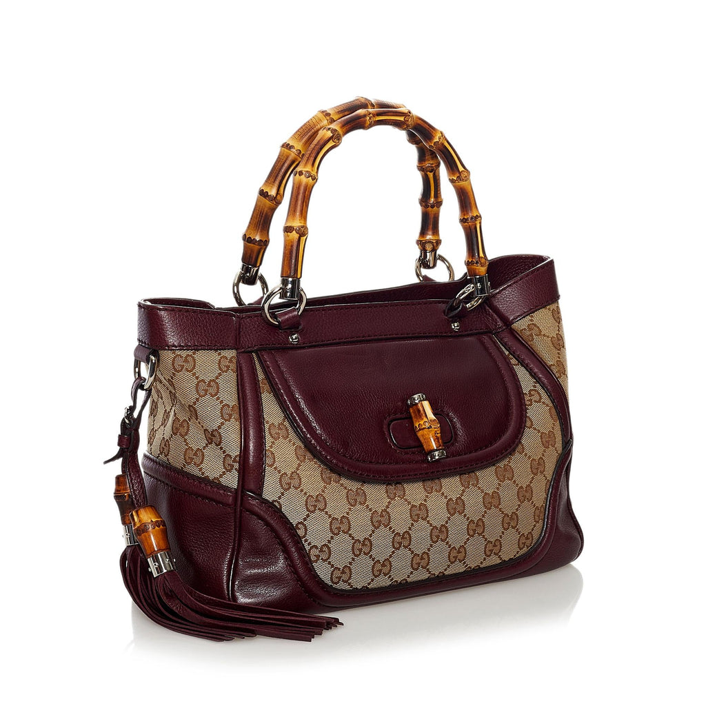Gucci Bamboo GG Canvas Tassel Tote Bag (SHG-34793)