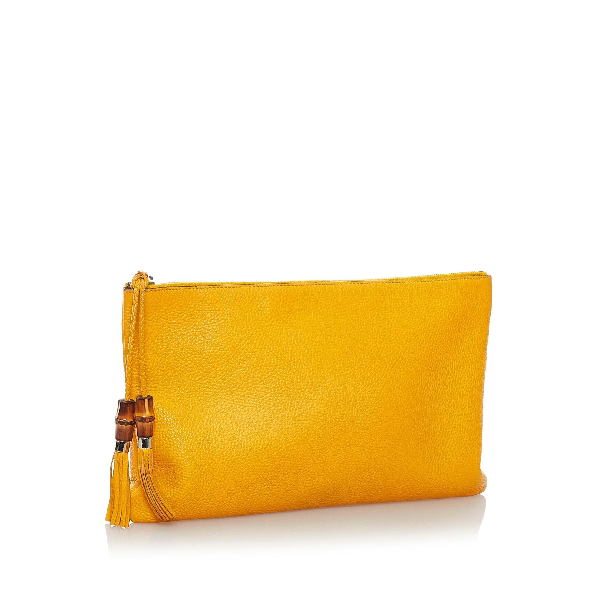 Gucci Bamboo Leather Clutch Bag (SHG-32063)