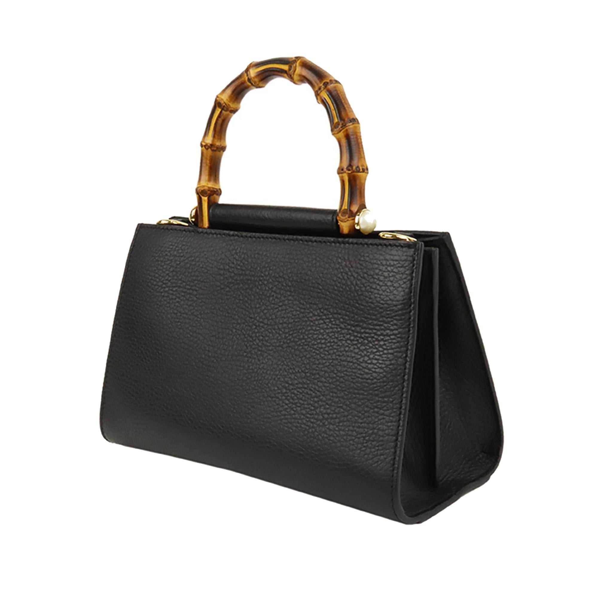 Gucci Bamboo Nymphaea Leather Satchel (SHG-27214)