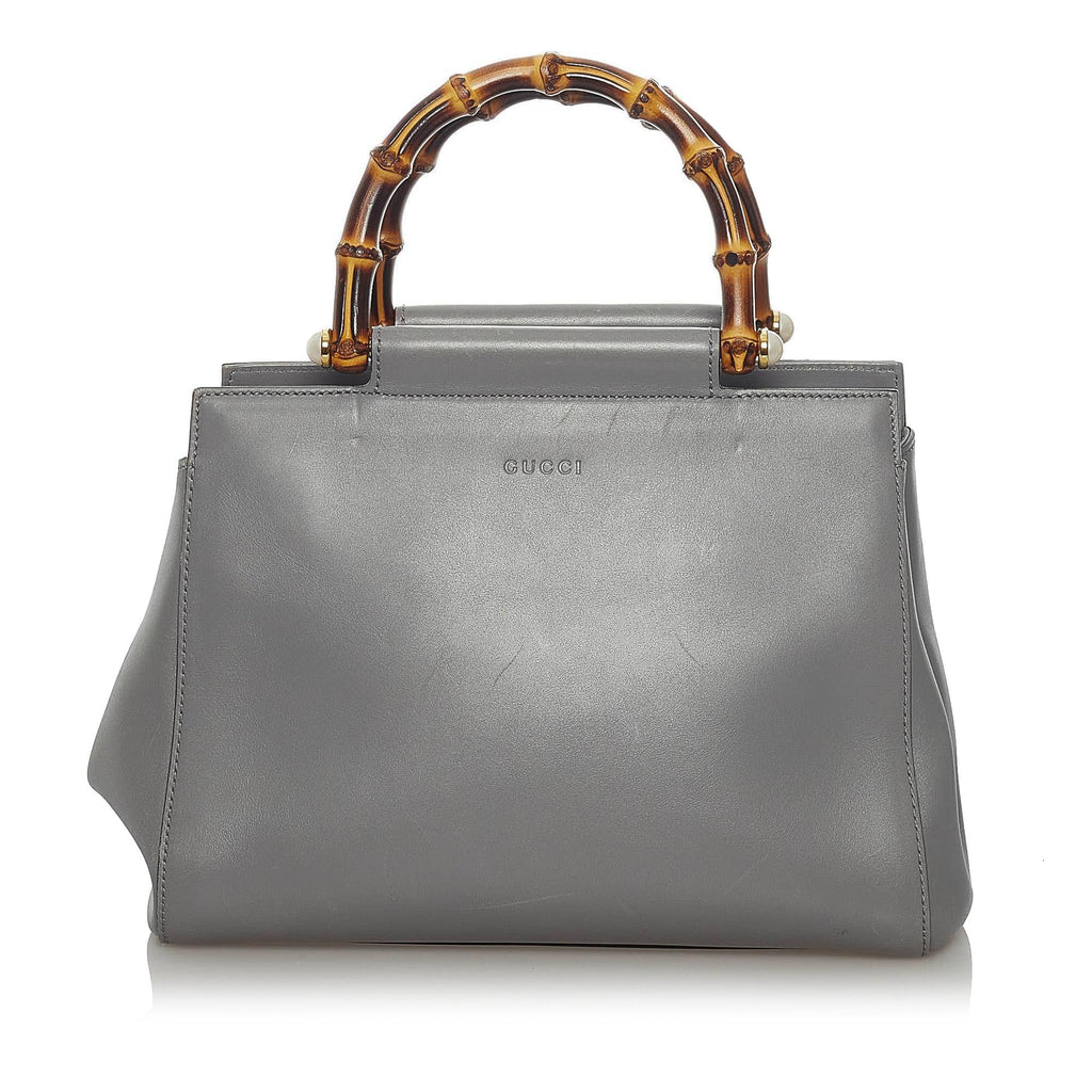 Gucci Bamboo Nymphaea Leather Satchel (SHG-28656)
