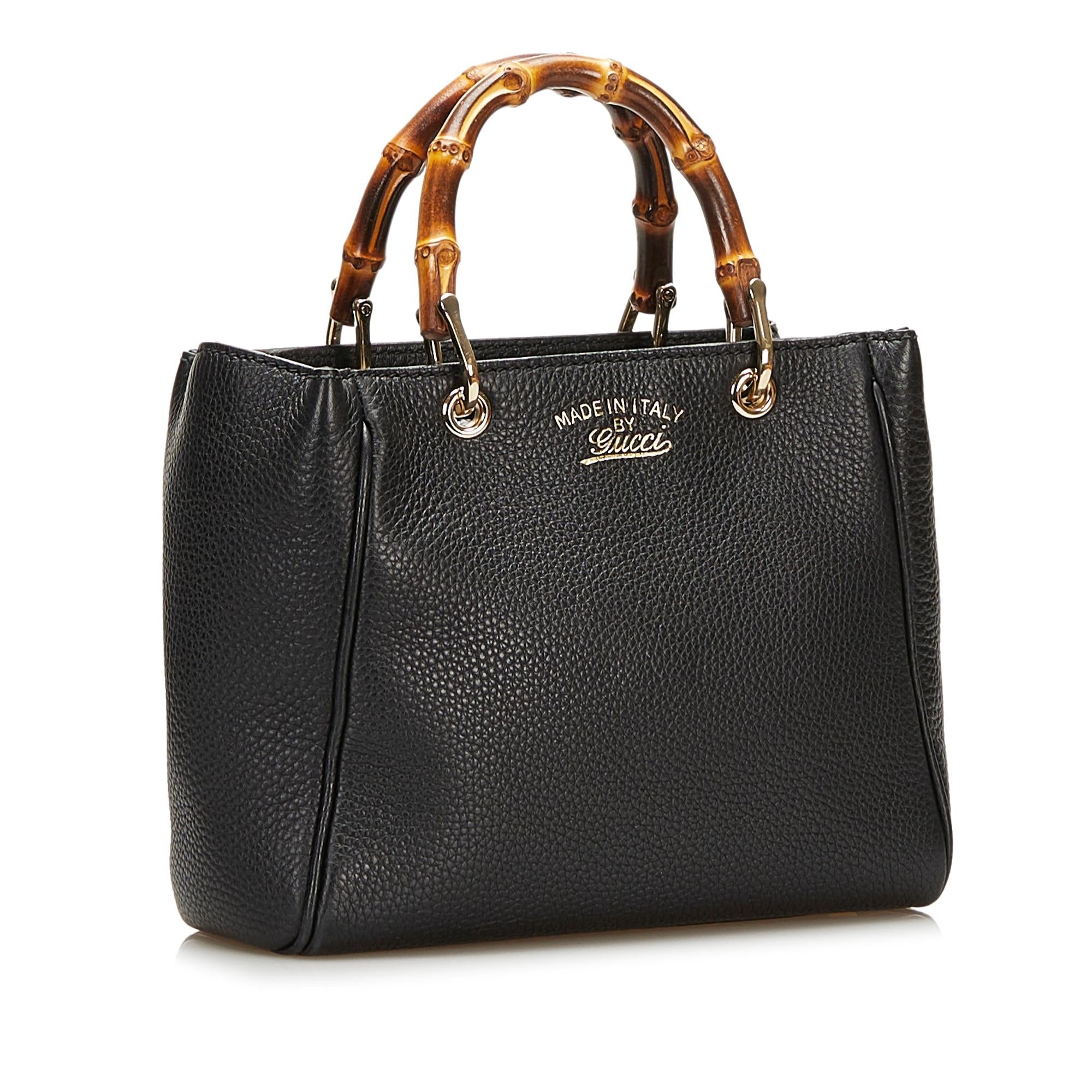 Gucci Bamboo Shopper Leather Handbag (SHG-35966)