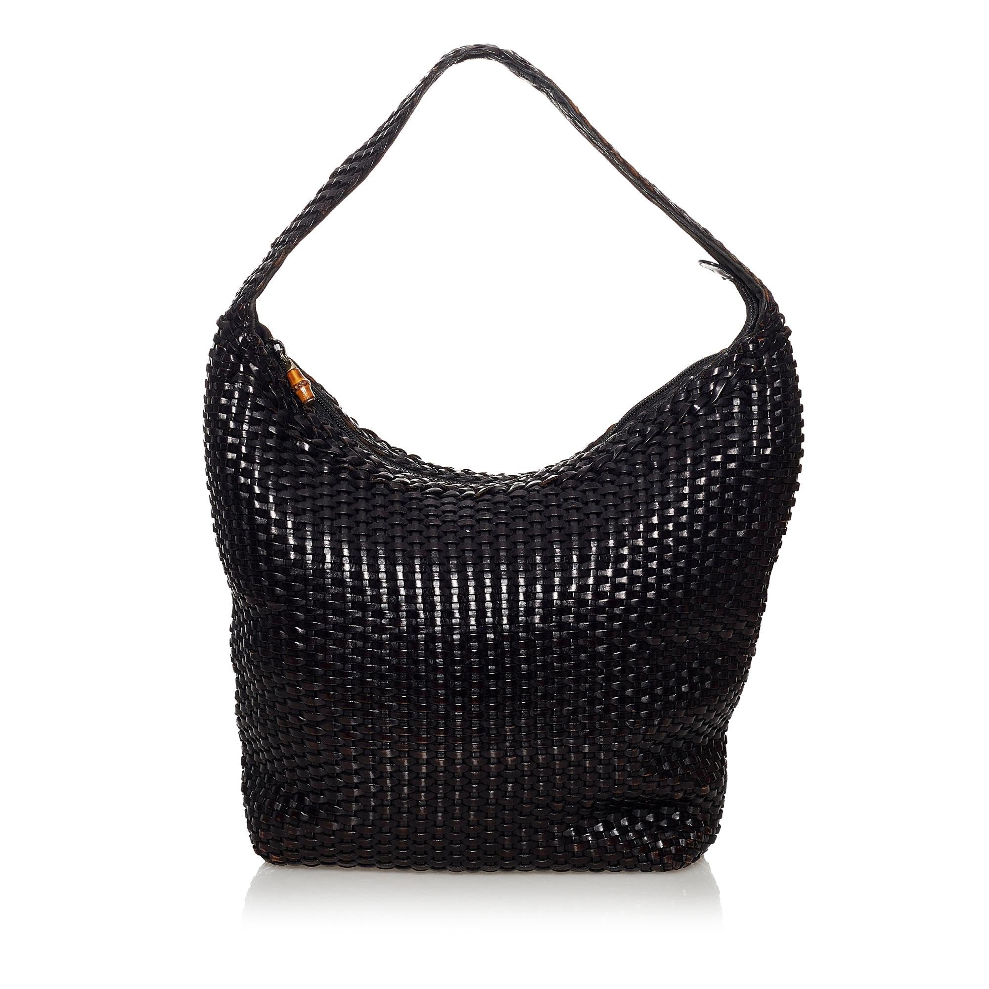 Gucci Bamboo Weaved Leather Shoulder Bag (SHG-31075)