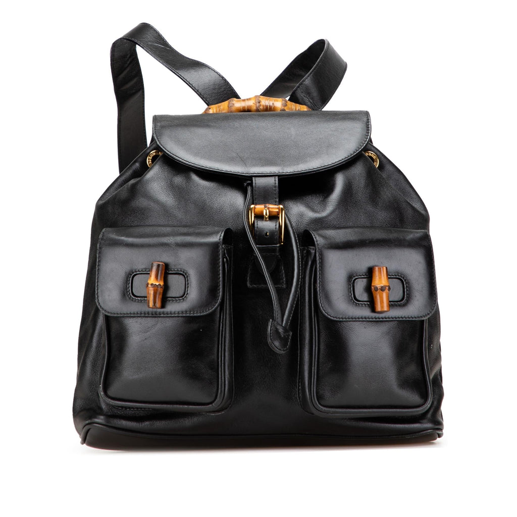 Gucci Calfskin Bamboo Drawstring Backpack
