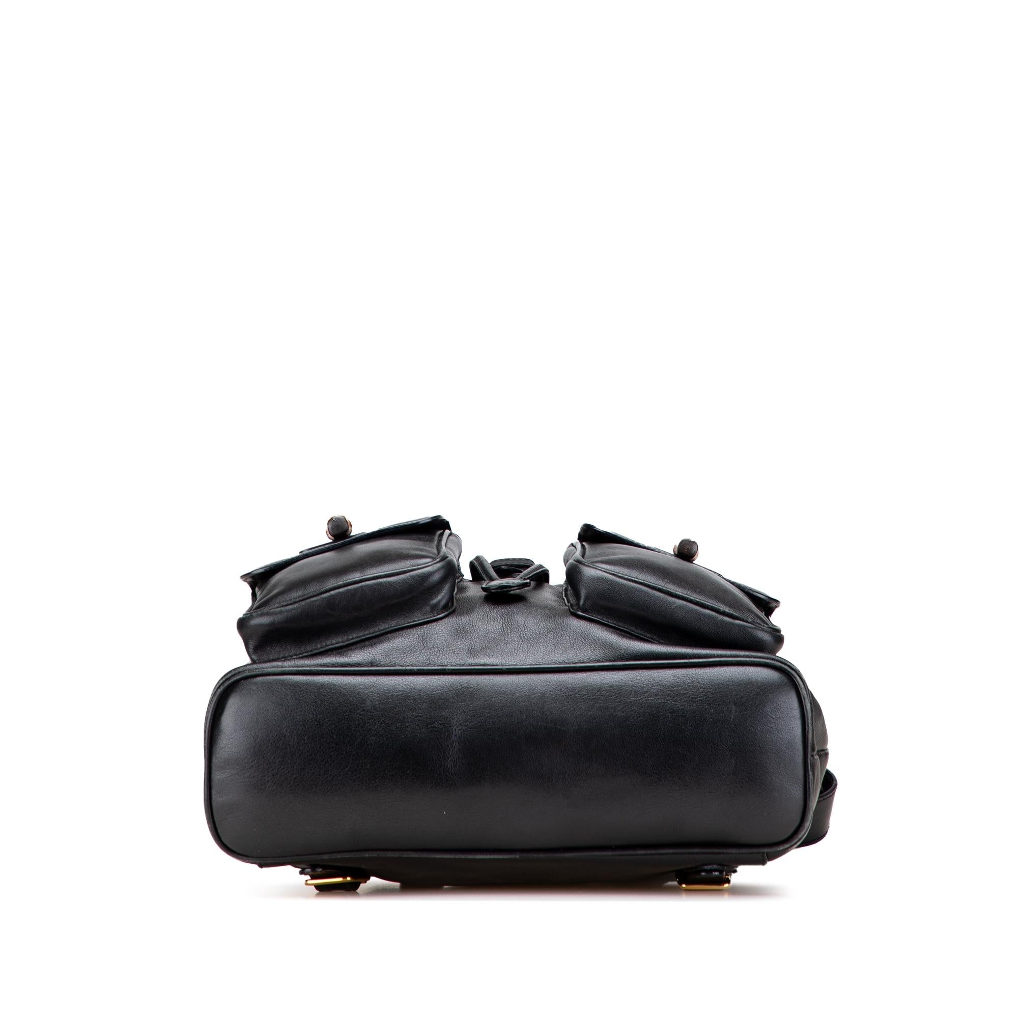 Gucci Calfskin Bamboo Drawstring Backpack