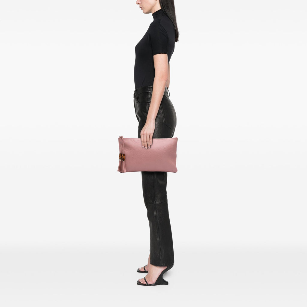 Gucci Calfskin Bamboo Tassel Clutch