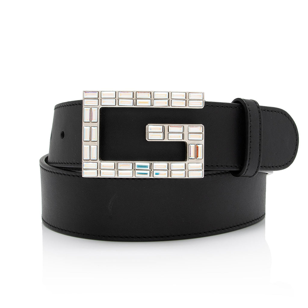 Gucci Calfskin Crystal Square G Madelyn Belt - Size 30 / 75 (SHF-A3dPQe)
