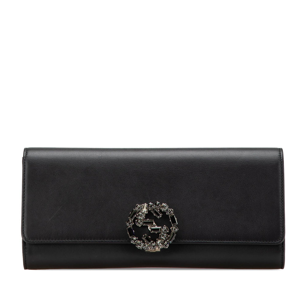 Gucci Calfskin Crystals Broadway Clutch