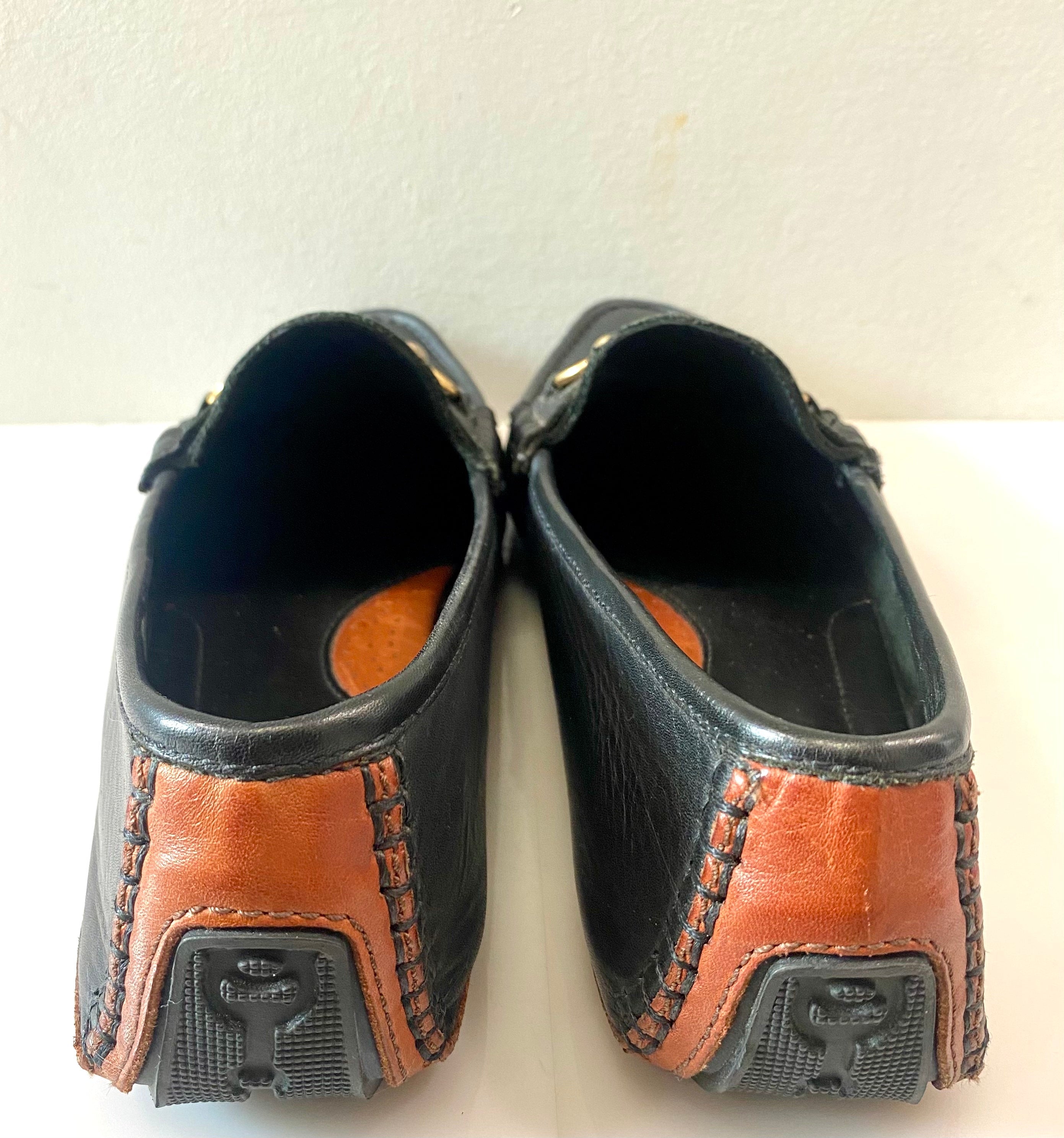 GUCCI CALFSKIN LEATHER HORSEBIT DRIVER LOAFERS