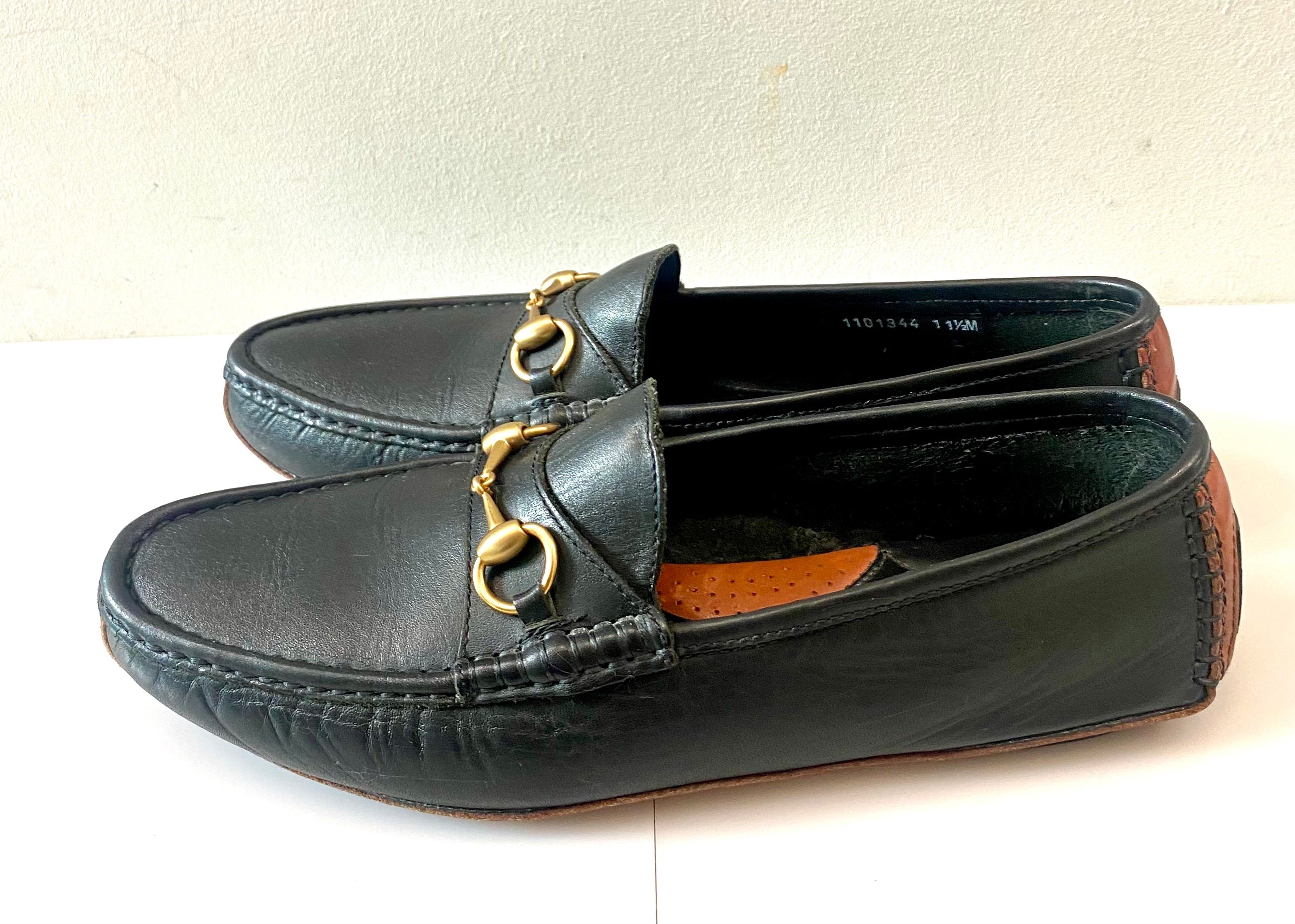 GUCCI CALFSKIN LEATHER HORSEBIT DRIVER LOAFERS