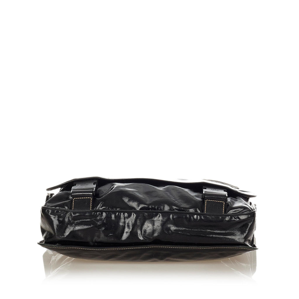 Gucci Crest Coated Canvas Crossbody Bag (SHG-31753)