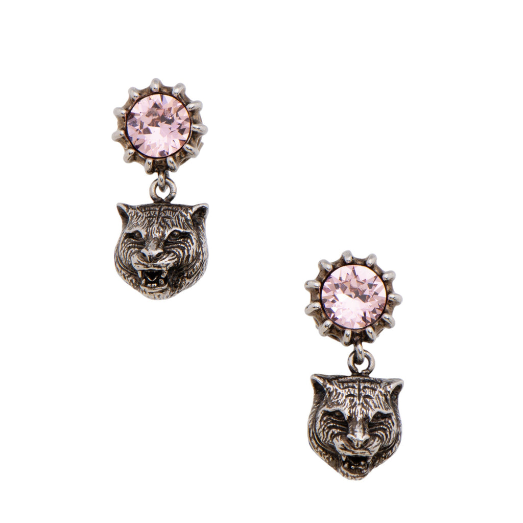 Gucci Crystal Feline Head Stud Earrings (SHF-OUF2sU)