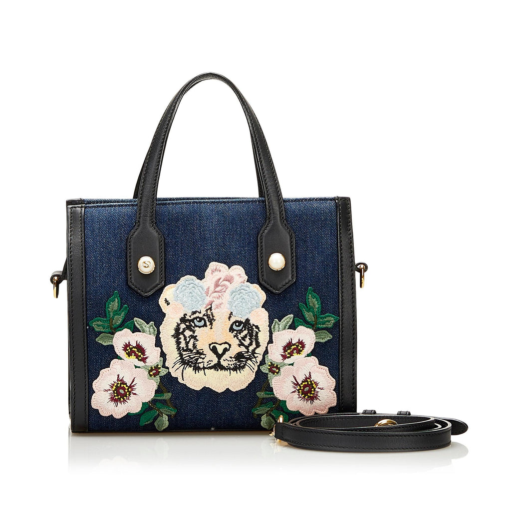 Gucci Denim Tiger Pearl Tote (SHG-35954)