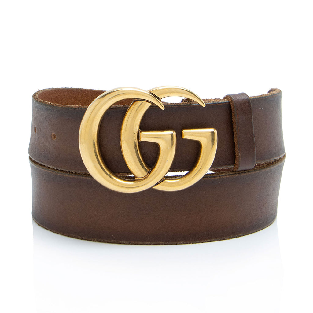 Gucci Distressed Leather GG Marmont Belt - Size 36 / 90