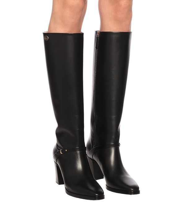GUCCI ROSIE DOUBLE G LEATHER KNEE HIGH BOOTS