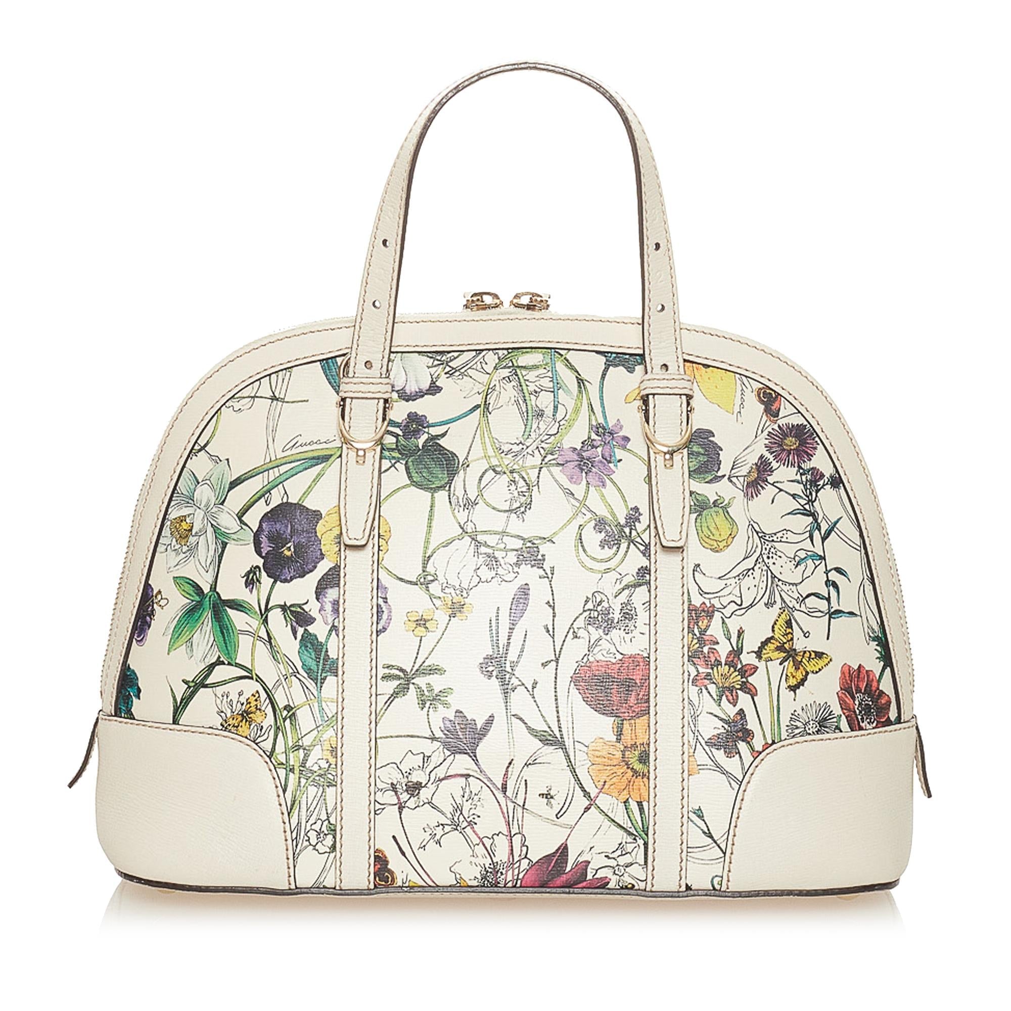 Gucci Flora Nice Coated Canvas Satchel (SHG-27253)