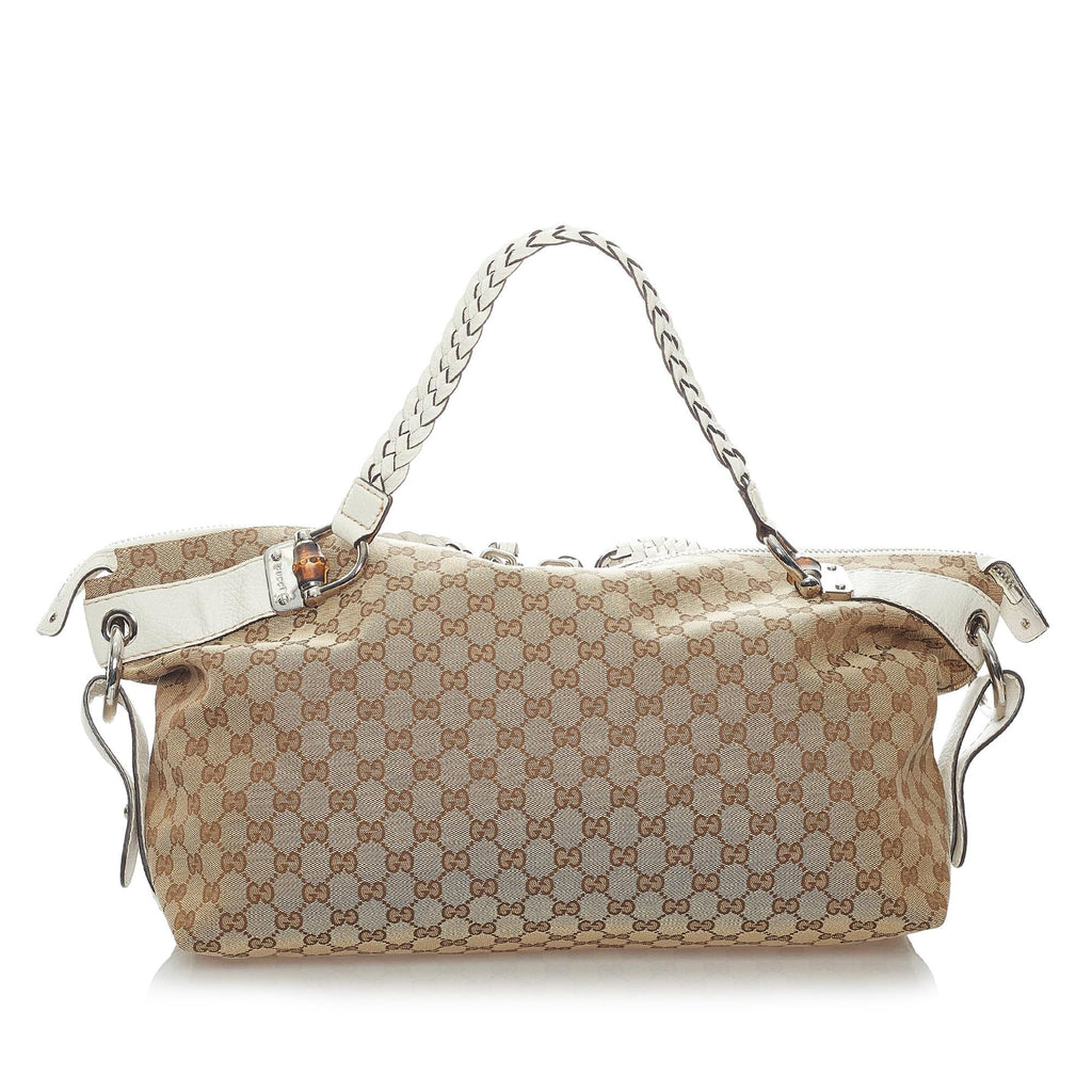 Gucci GG Canvas Bamboo Bar Tote Bag (SHG-31070)