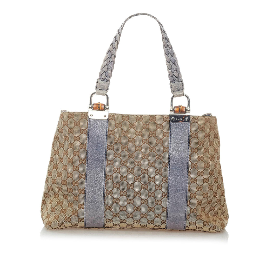 Gucci GG Canvas Bamboo Libeccio Tote Bag (SHG-32458)