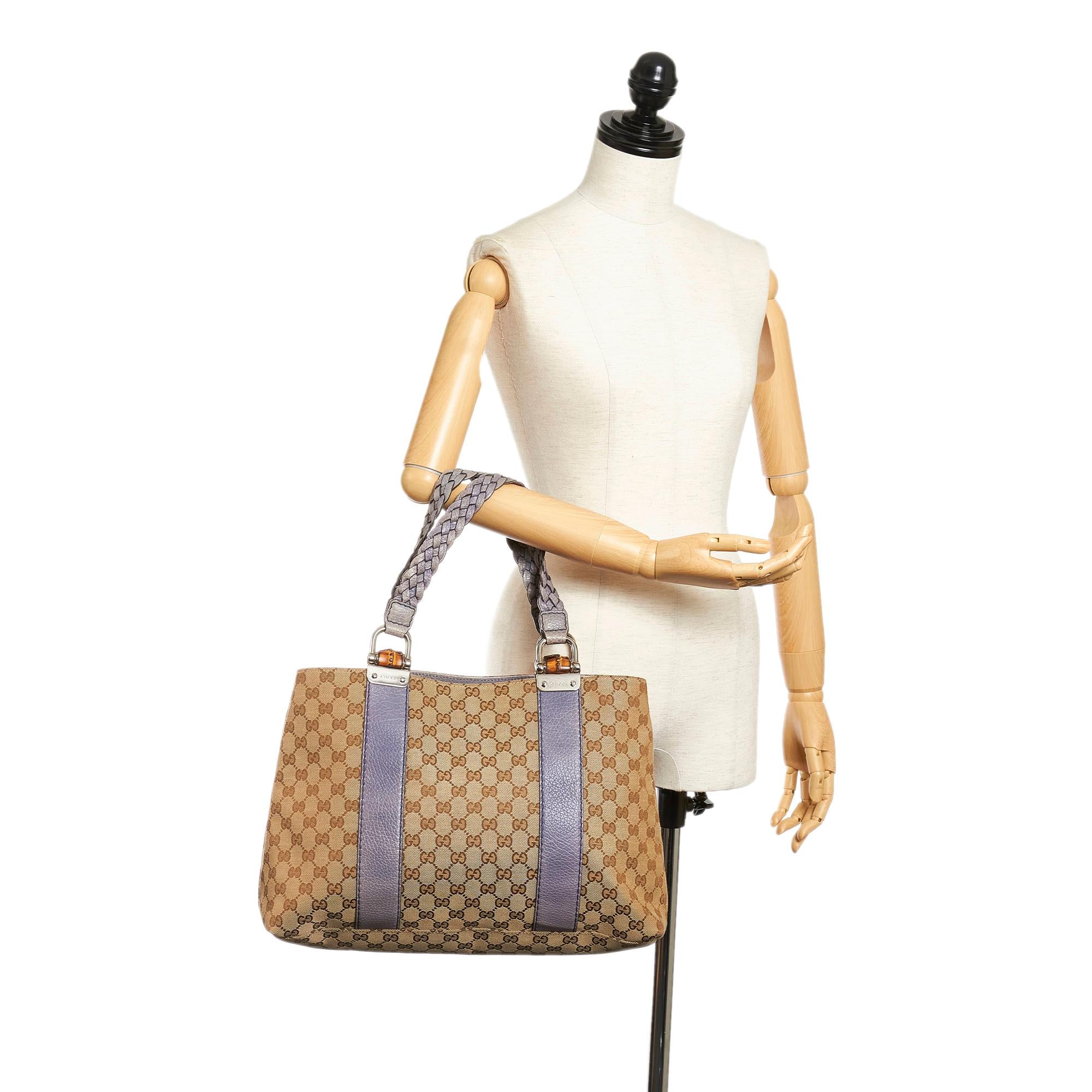 Gucci GG Canvas Bamboo Libeccio Tote Bag (SHG-32458)