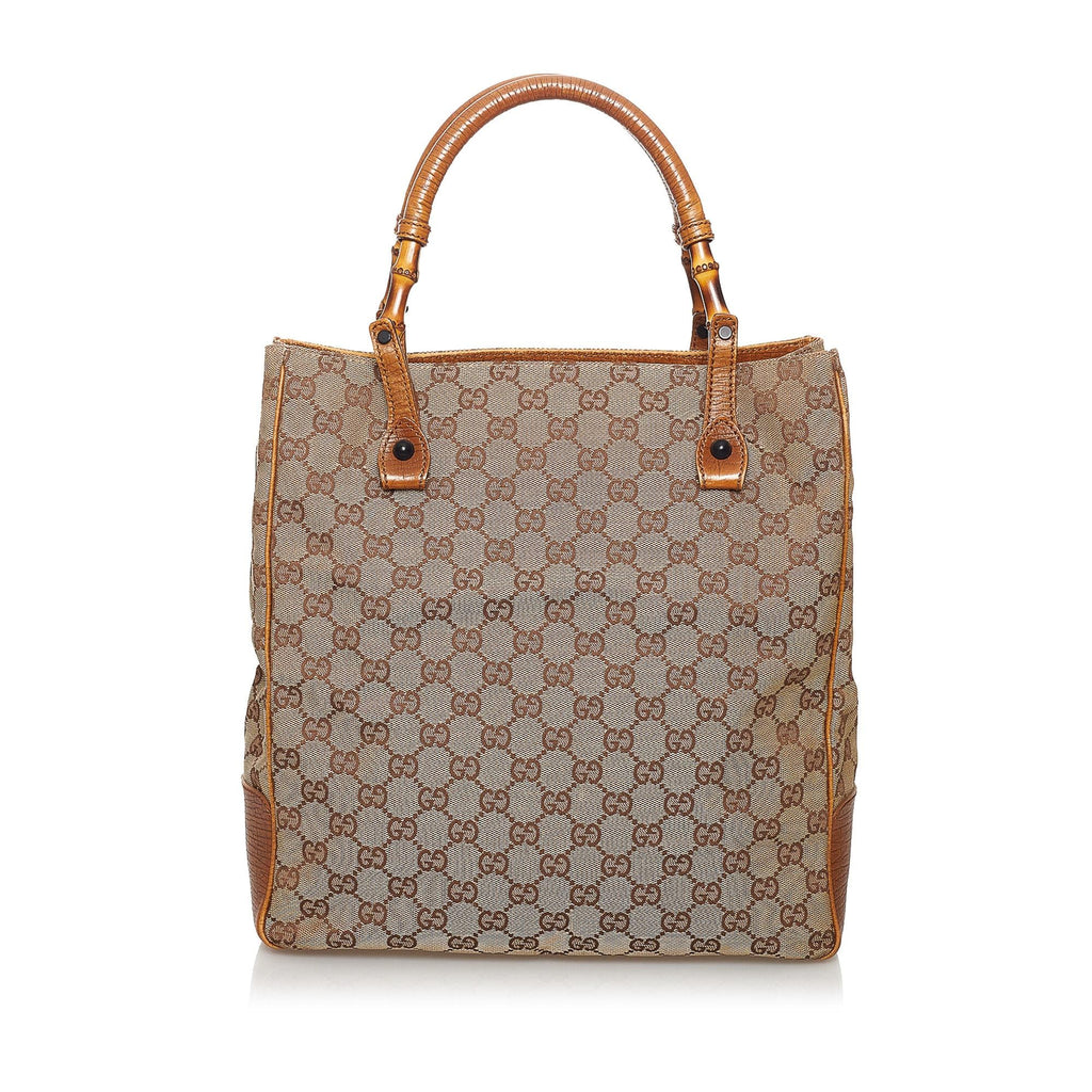Gucci GG Canvas Bamboo Tote Bag (SHG-31006)