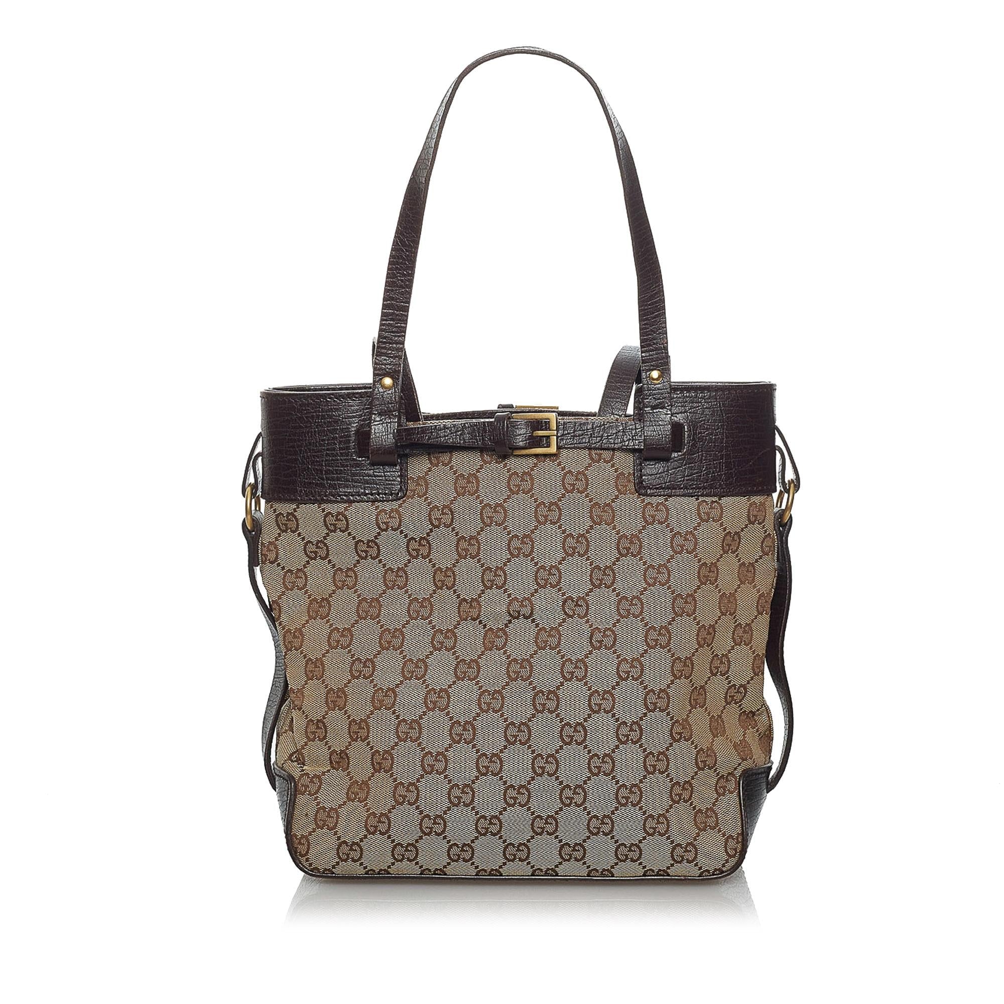 Gucci GG Canvas Belted Tote Bag (SHG-33660)