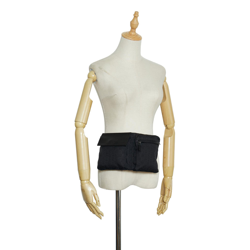 Gucci GG Canvas Double Pocket Belt Bag (SHG-RSeo1B)
