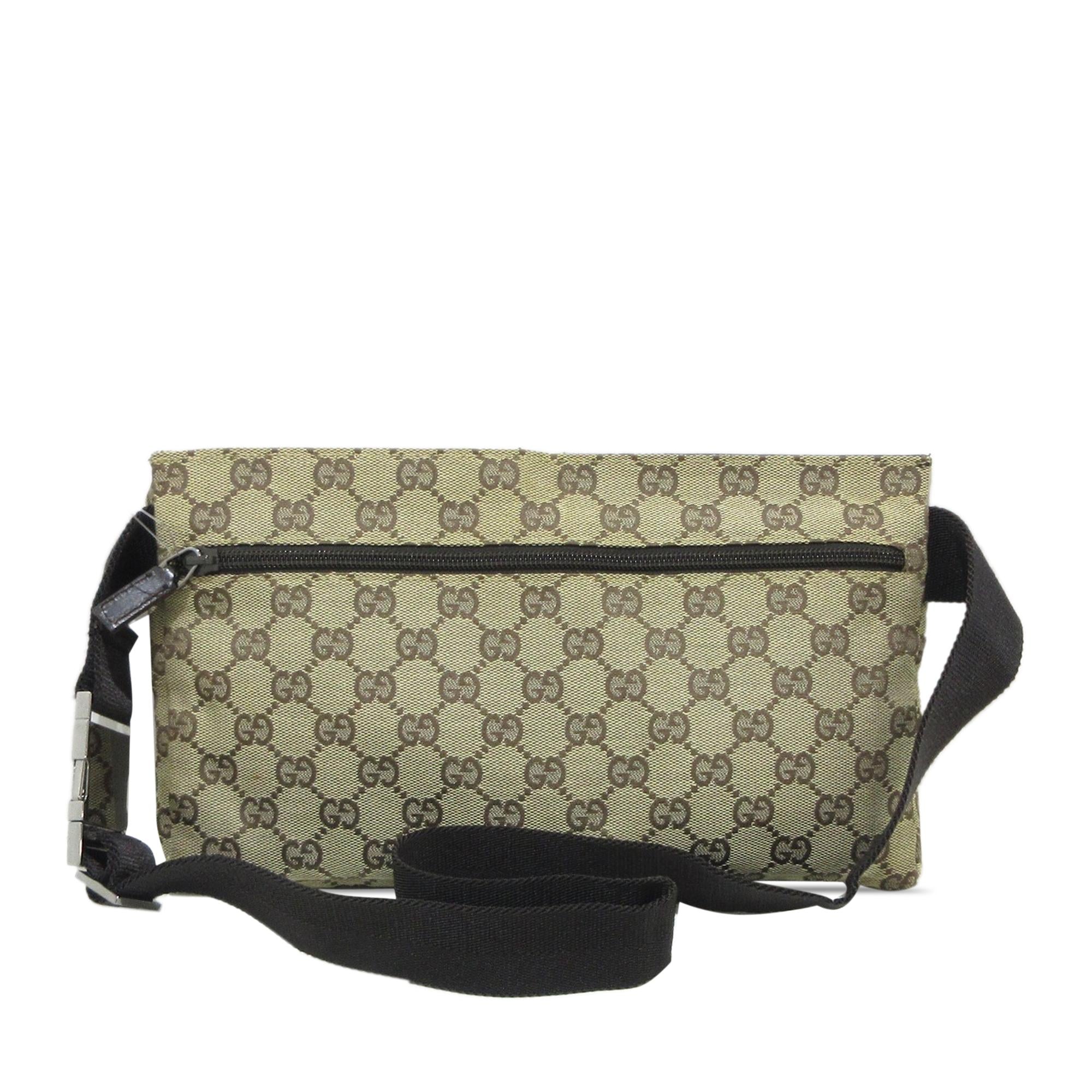 Gucci GG Canvas Double Pocket Belt Bag (SHG-YKH3IL)