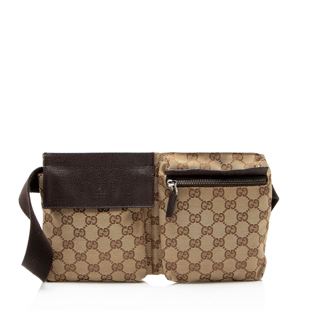 Gucci GG Canvas Double Pocket Belt Bag