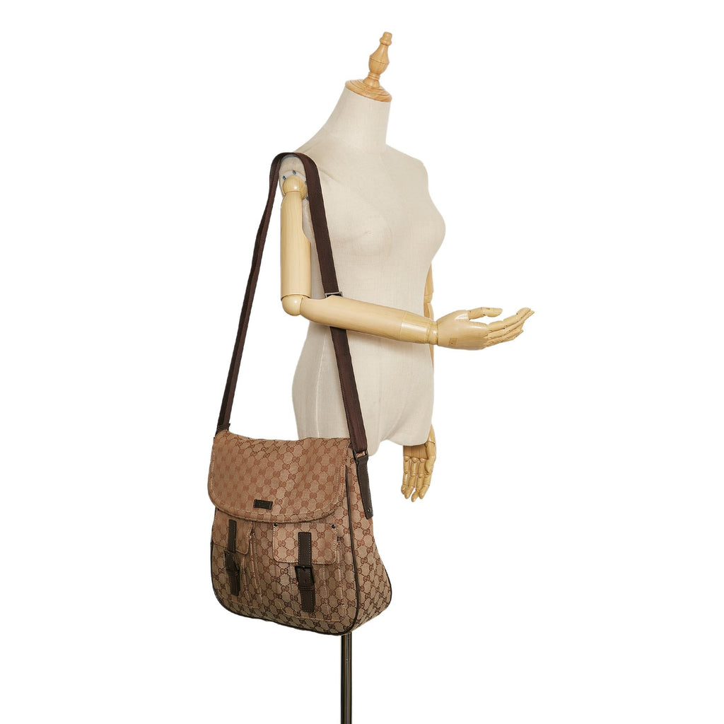 Gucci GG Canvas Double Pocket Flap Messenger (SHG-35377)