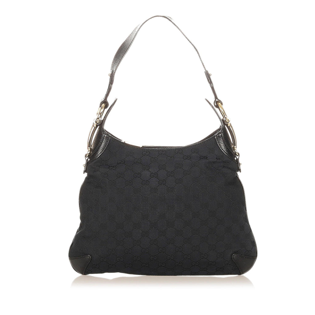 Gucci GG Canvas Horsebit Creole Shoulder Bag (SHG-32128)