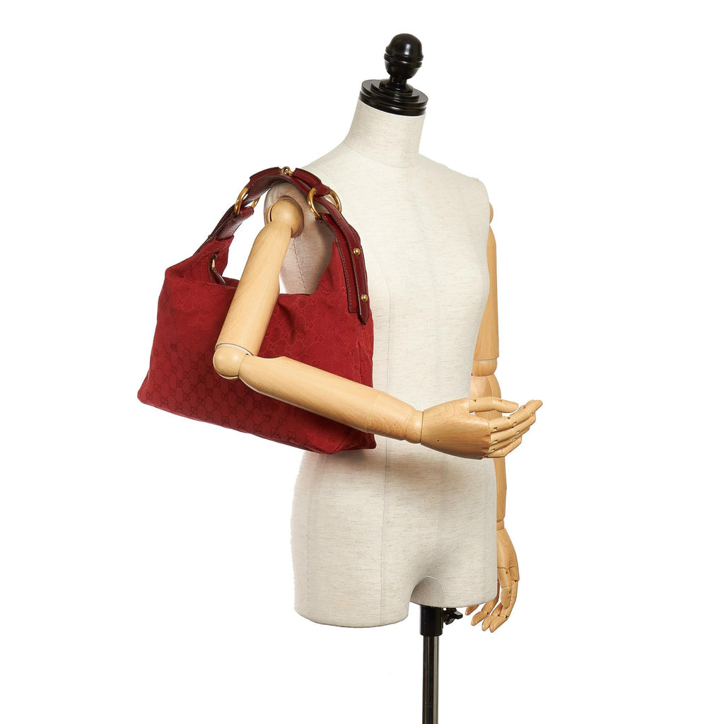 Gucci GG Canvas Horsebit Hobo Handbag (SHG-30289)