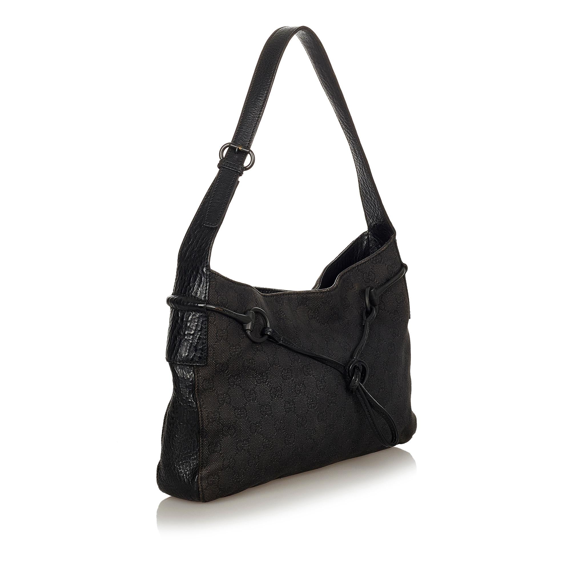 Gucci GG Canvas Horsebit Shoulder Bag (SHG-24498)