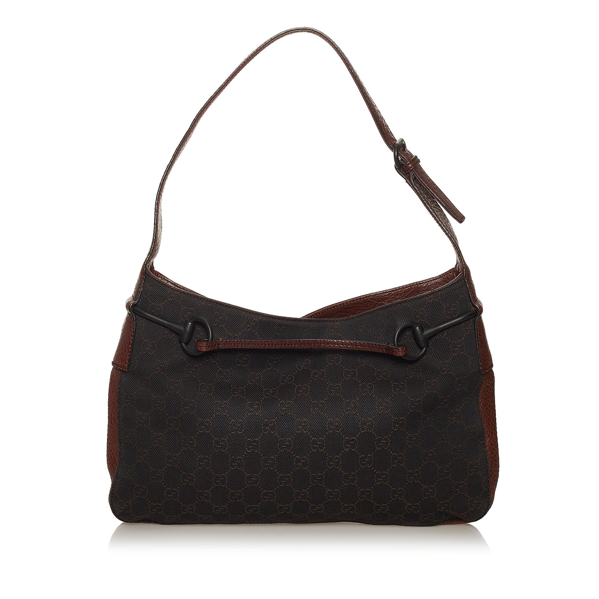 Gucci GG Canvas Horsebit Shoulder Bag (SHG-29071)