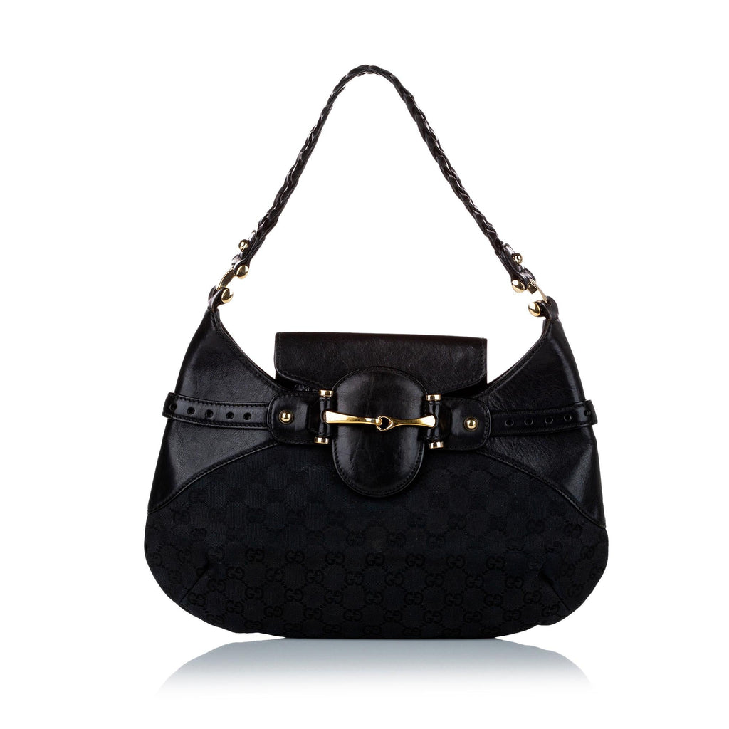 Gucci GG Canvas Horsebit Shoulder Bag (SHG-30316)