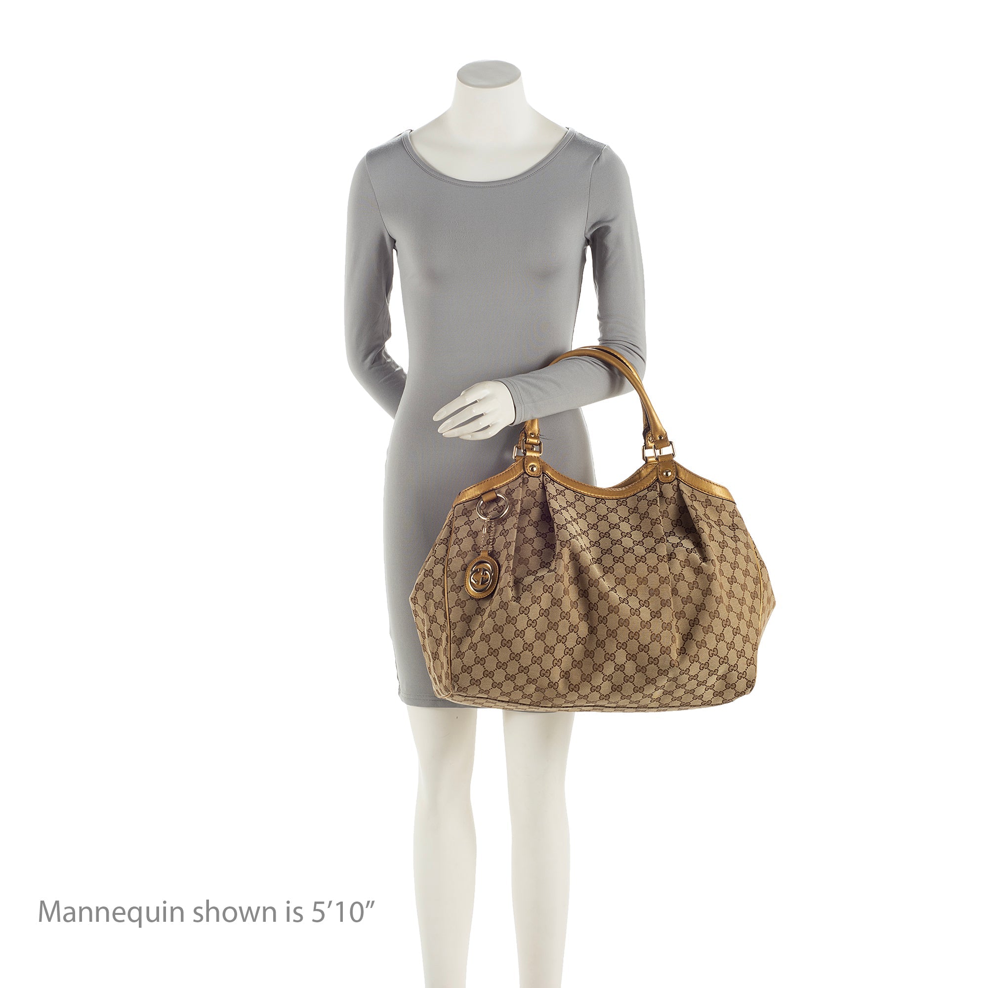 Gucci GG Canvas Metallic Leather Sukey Large Tote (SHF-22504)