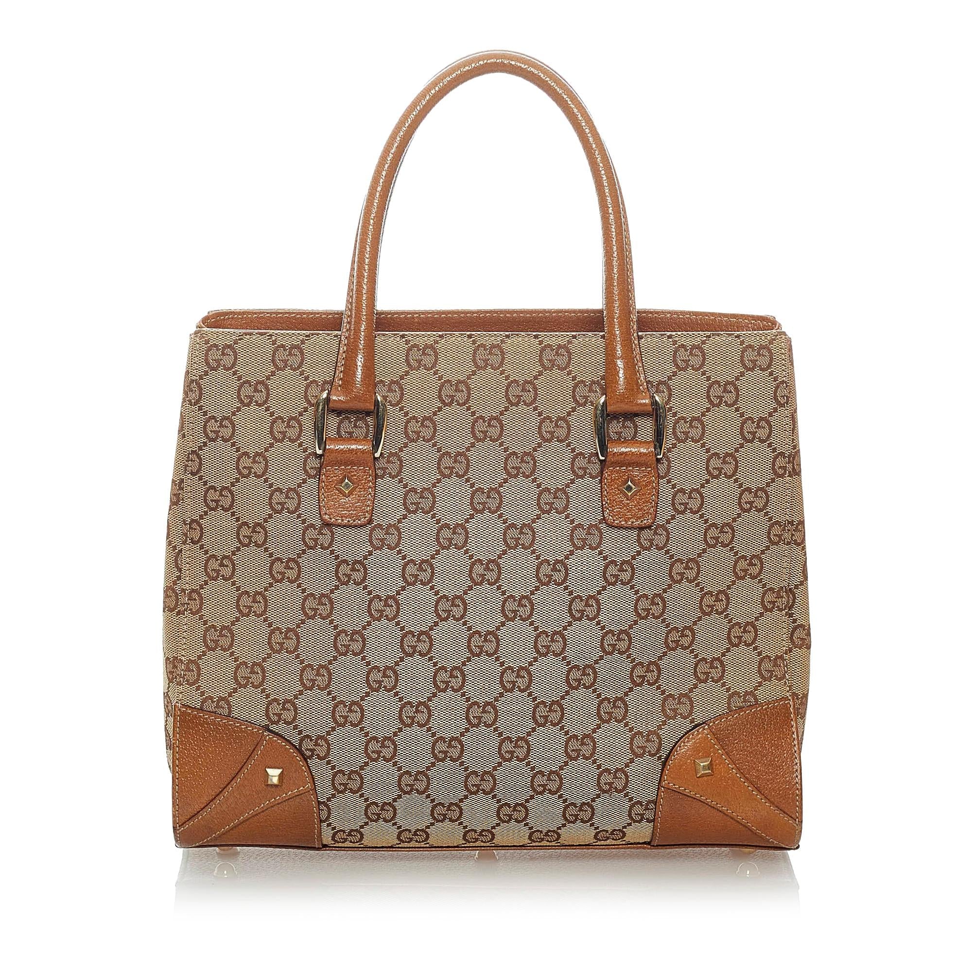 Gucci GG Canvas Nailhead Handbag (SHG-32388)