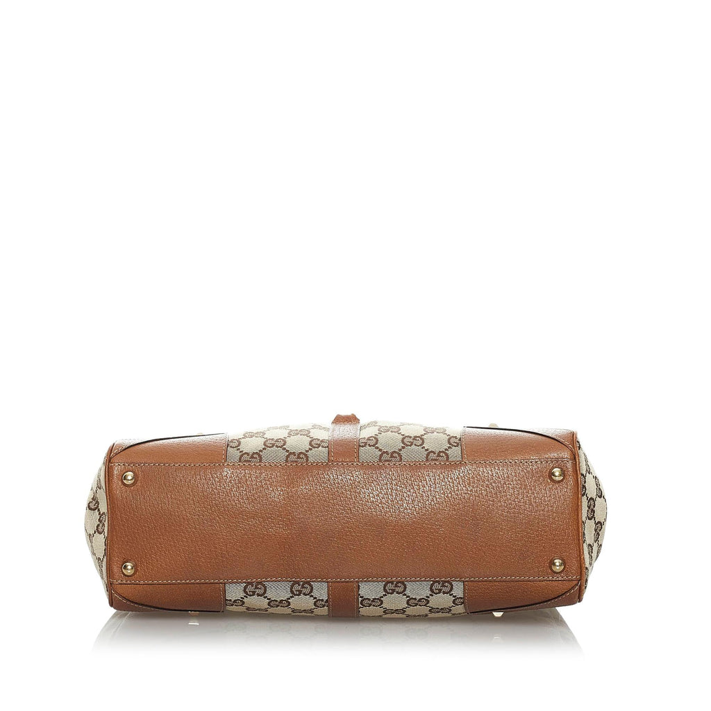Gucci GG Canvas Nailhead Jackie Shoulder Bag (SHG-33693)