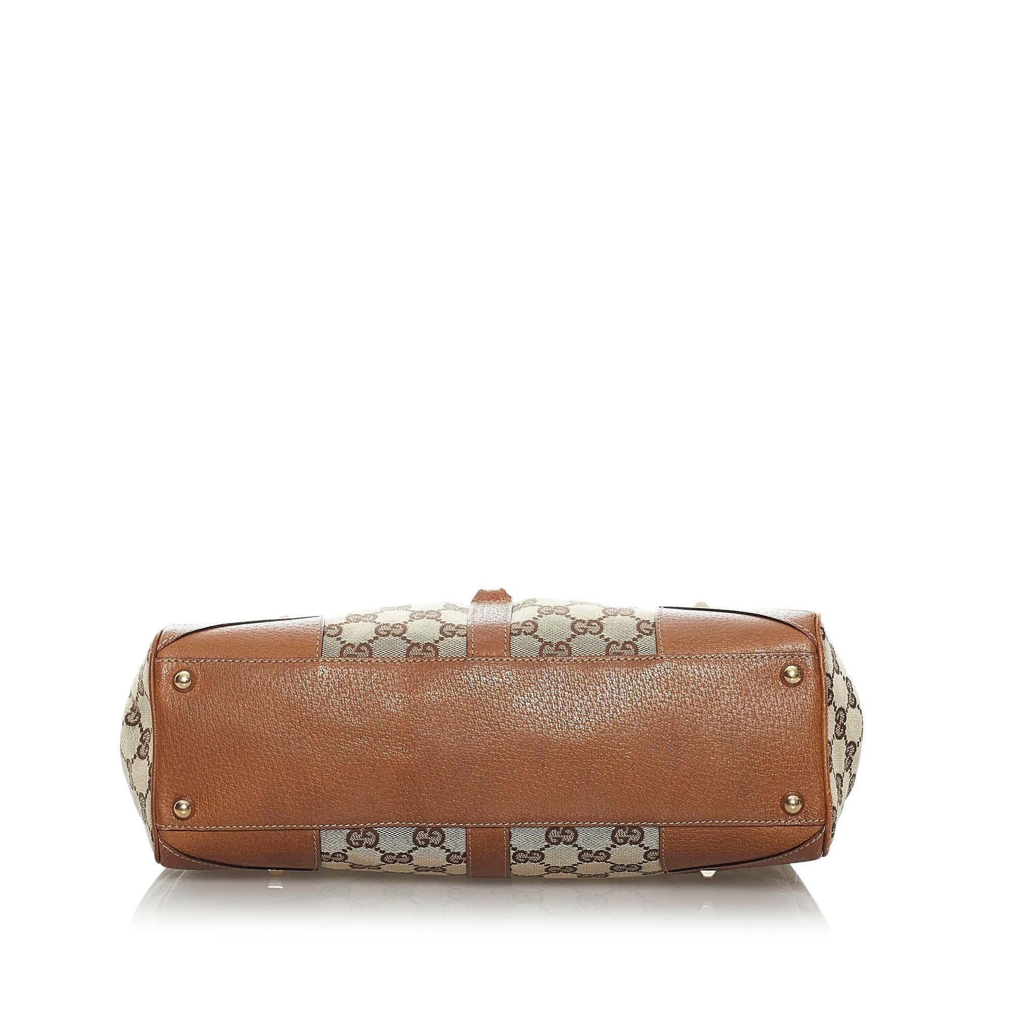 Gucci GG Canvas Nailhead Jackie Shoulder Bag (SHG-33693)