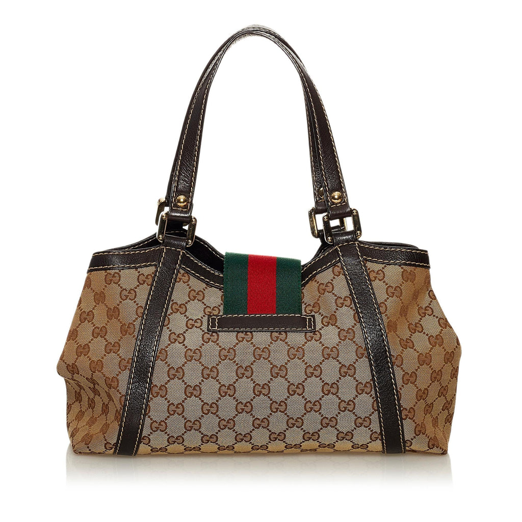 Gucci GG Canvas New Ladies Web Tote Bag (SHG-29665)