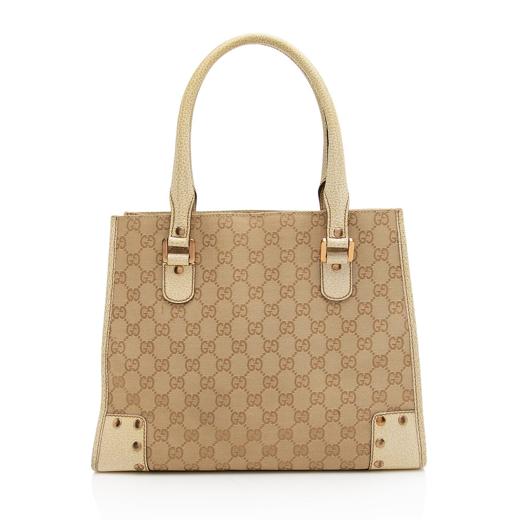 Gucci GG Canvas Studded Tote (SHF-22871)