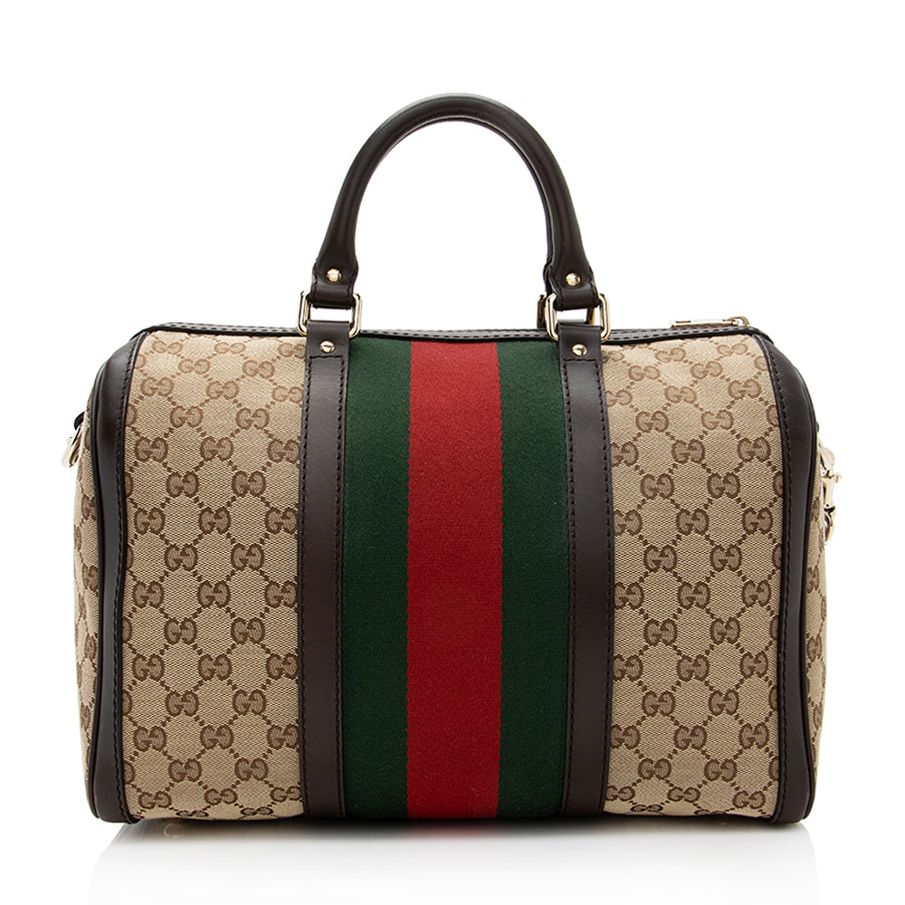 Gucci GG Canvas Vintage Web Medium Boston Bag (SHF-19337)