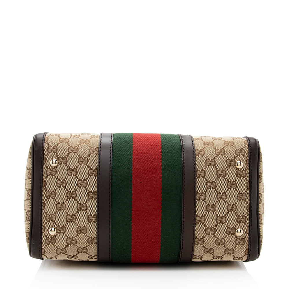 Gucci GG Canvas Vintage Web Medium Boston Bag (SHF-19337)
