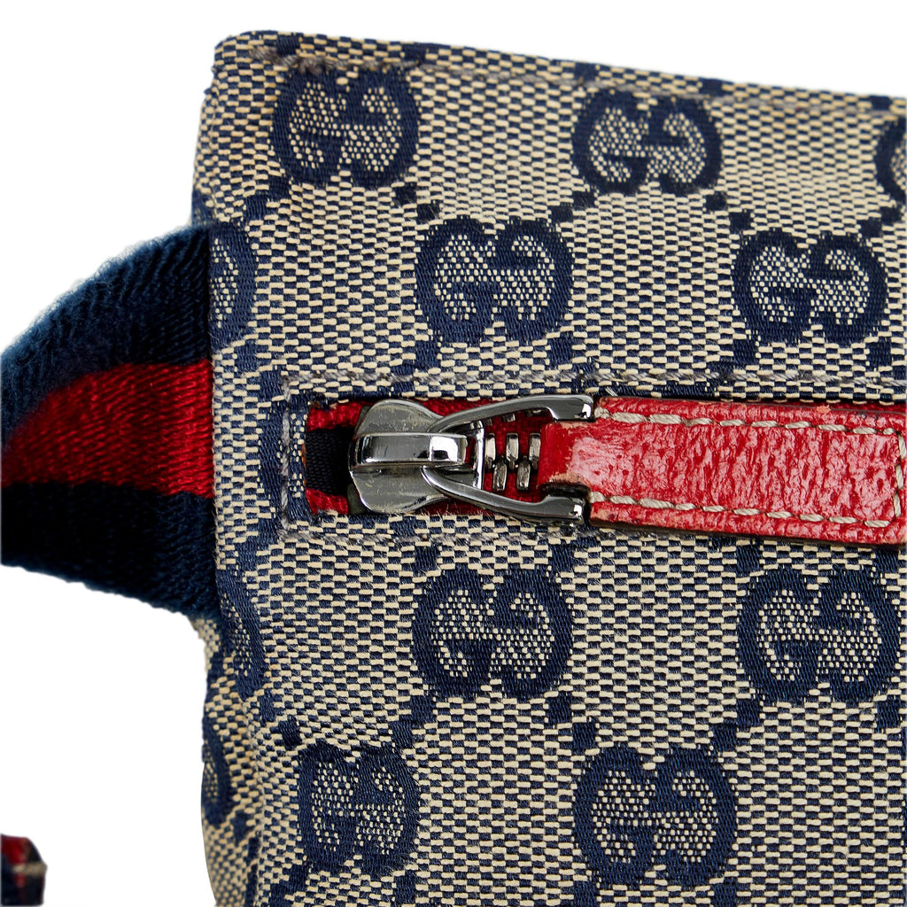 Gucci GG Canvas Web Double Pocket Belt Bag (SHG-HxqmuT)
