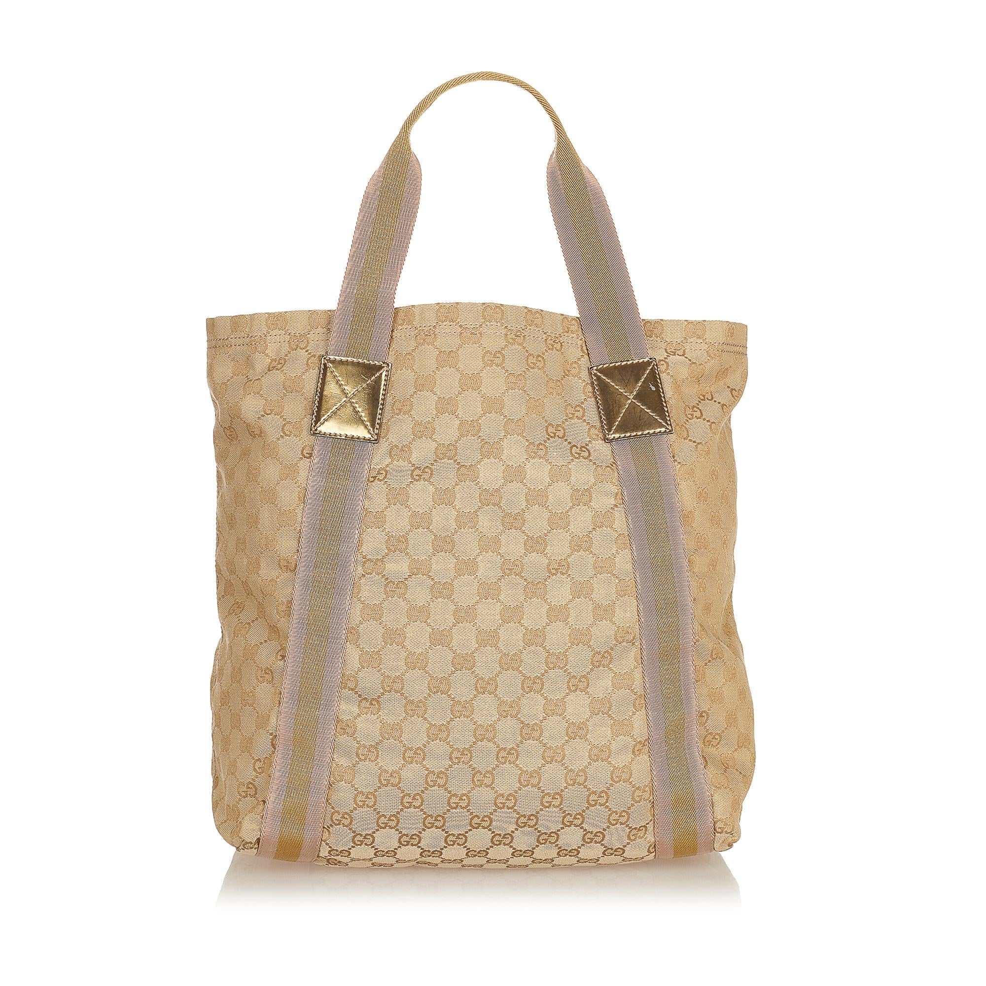 Gucci GG Canvas Web Tote Bag (SHG-33942)