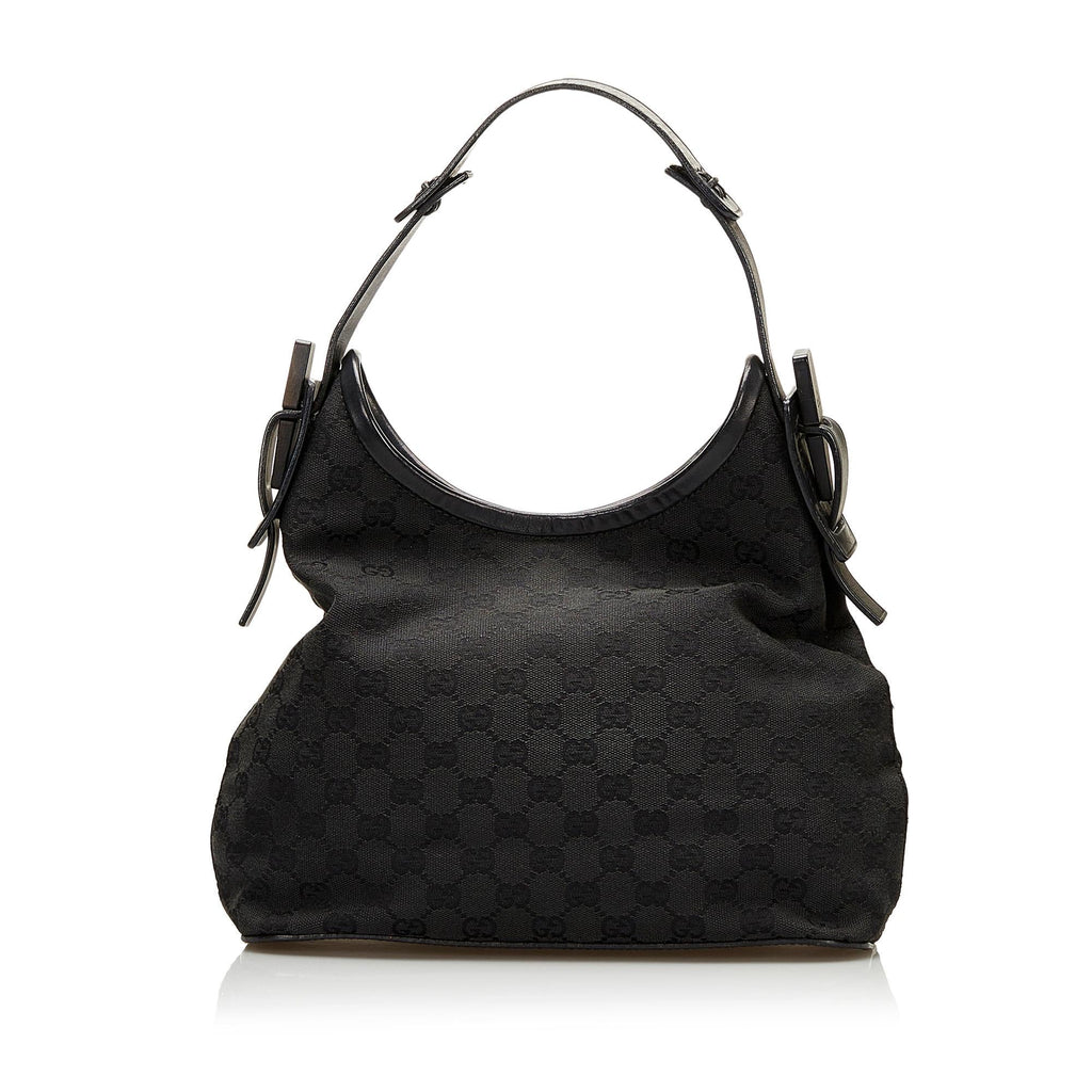 Gucci GG Canvas Wooden Accent Hobo (SHG-35943)