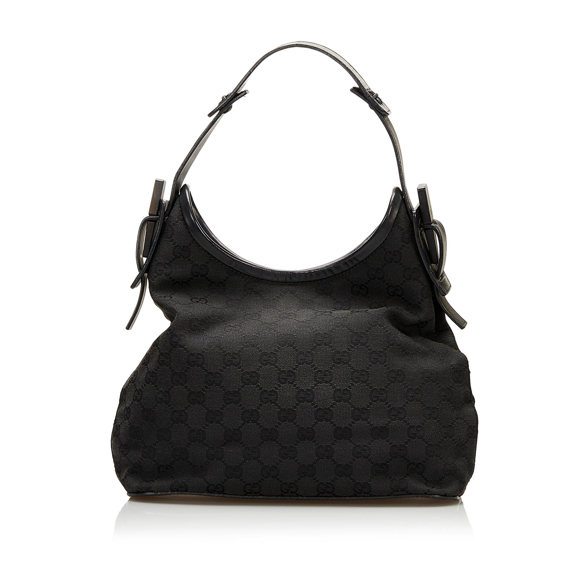 Gucci GG Canvas Wooden Accent Hobo (SHG-35943)