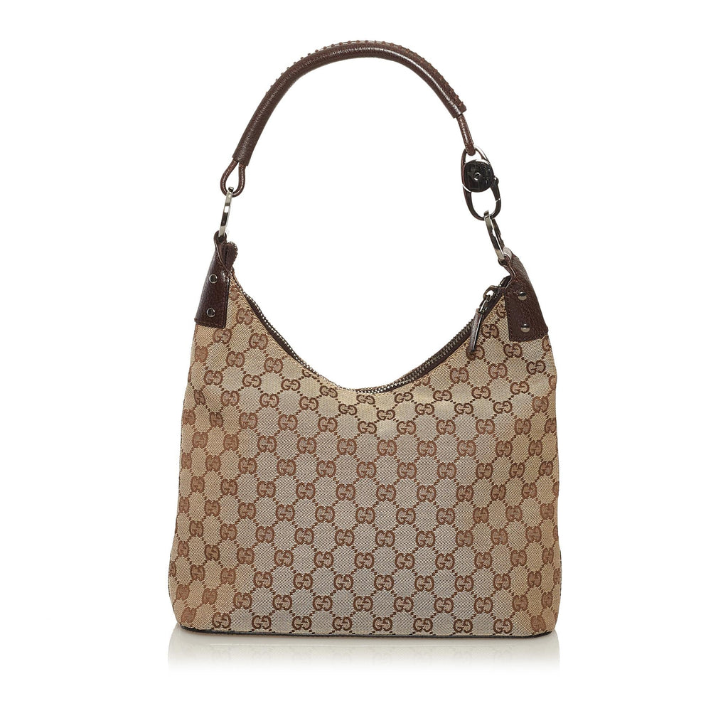 Gucci GG Cavas Ring Handle Zip Shoulder Bag (SHG-34838)