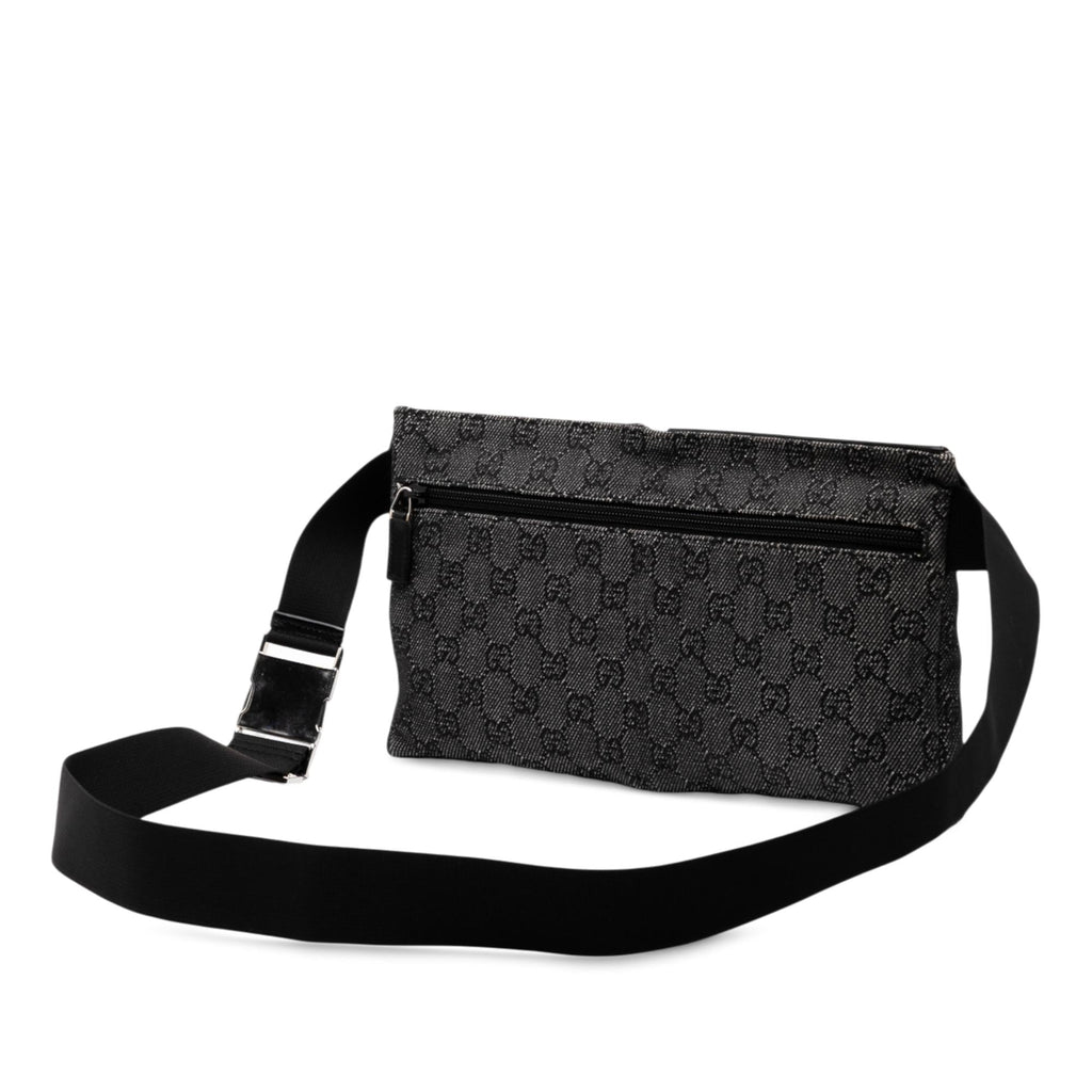 Gucci GG Denim Double Pocket Belt Bag