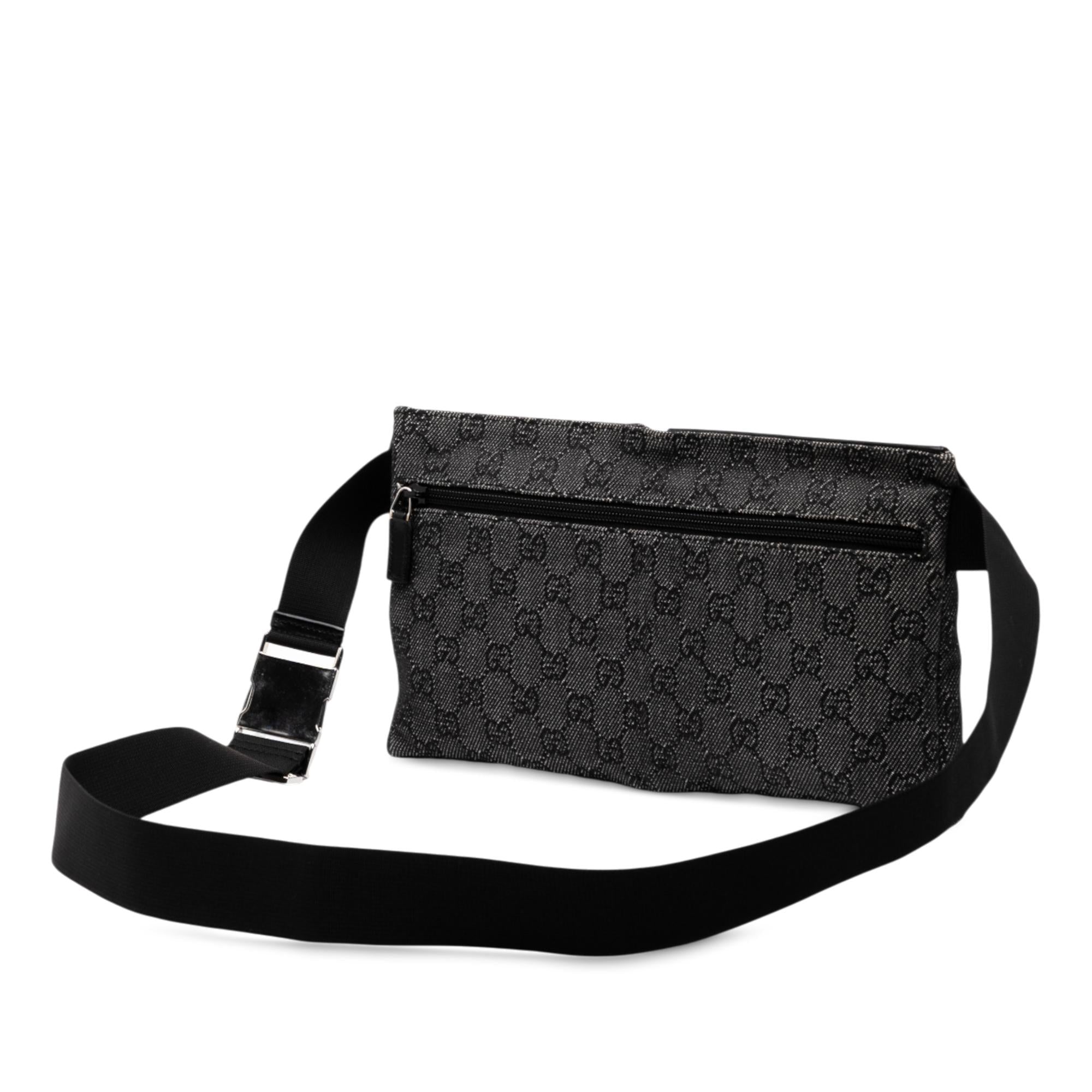 Gucci GG Denim Double Pocket Belt Bag