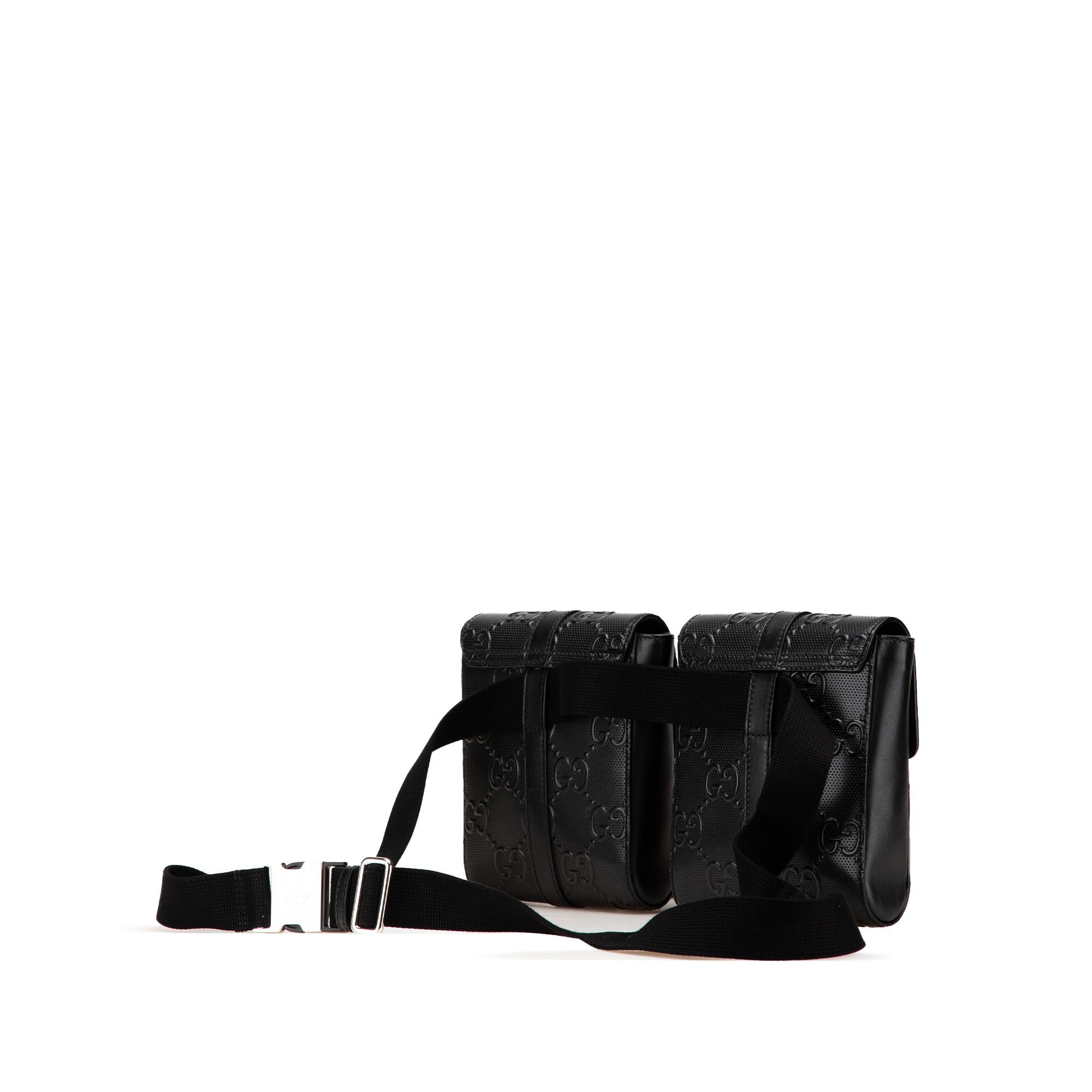 Gucci GG Embossed Perforated Double Belt Bag