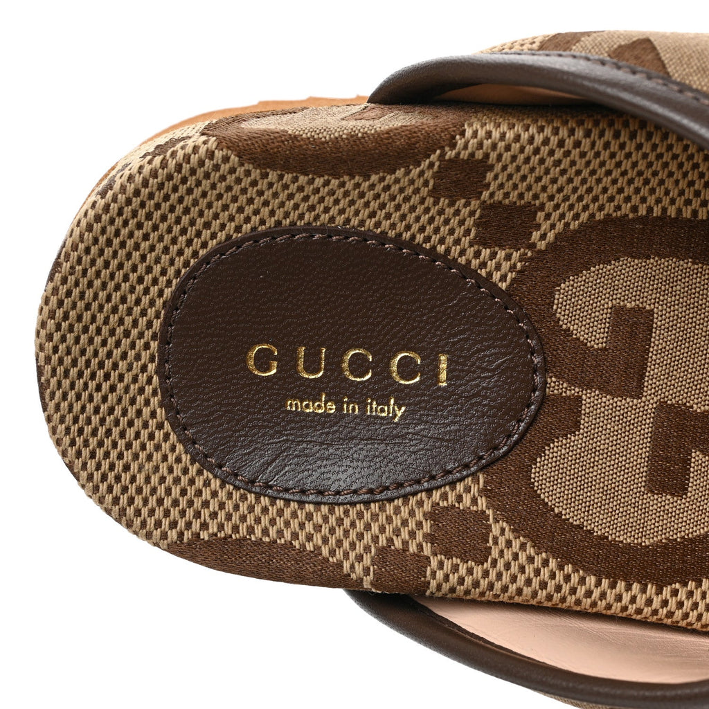 GUCCI GG JUMBO NAPPA CANVAS PLATFORM SLIDE SANDALS